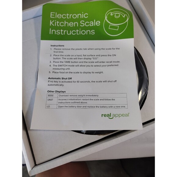 Real Appeal Silver Digital Electronic Food Scale W/ Clear Plastic Bowl - NIB - Picture 5 of 6